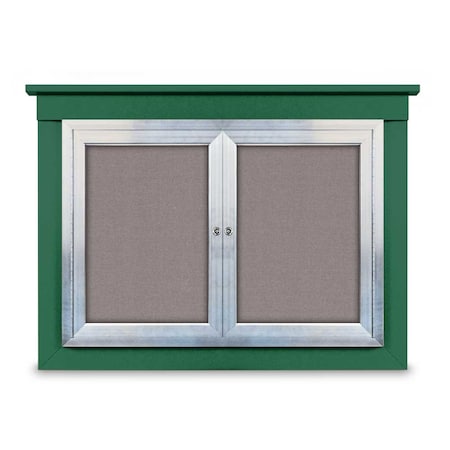 48x36 2-Door Enclosed Outdoor Letterboard,Hdr,Blue Felt/Black